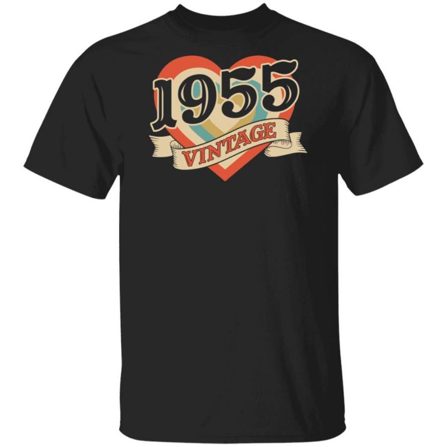 65th Birthday Gifts Classic Retro Heart Vintage 1955 T-shirt