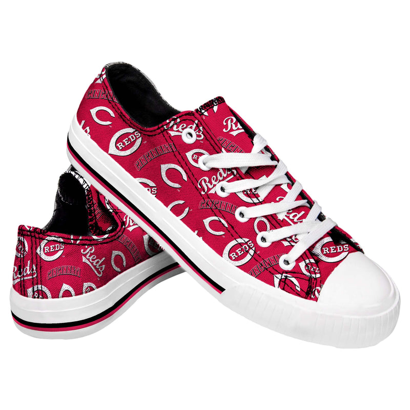 Cincinnati Reds MLB Womens Low Top Repeat Print Canvas Shoes