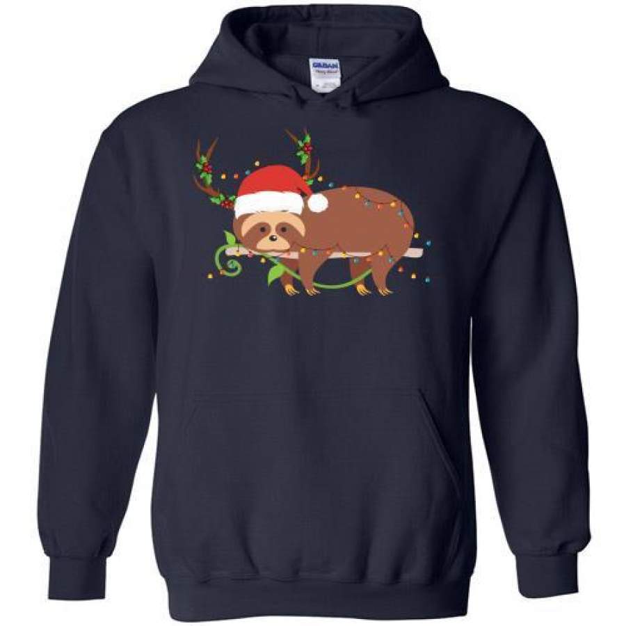 Sloth Santa Reindeer Christmas Hoodie