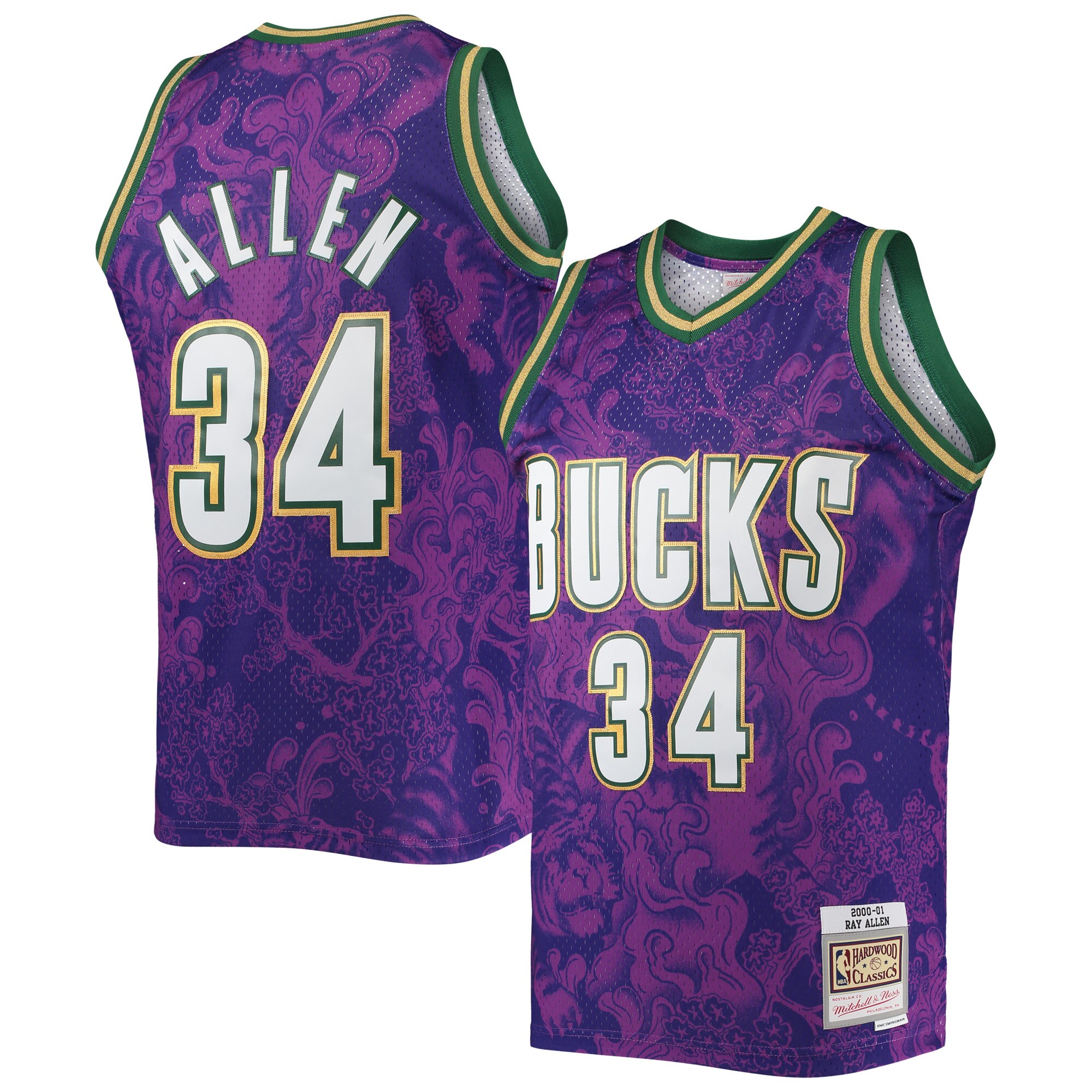 Ray Allen Milwaukee Bucks Mitchell & Ness Hardwood Classics 2000/01 Lunar New Year Swingman Jersey – Purple