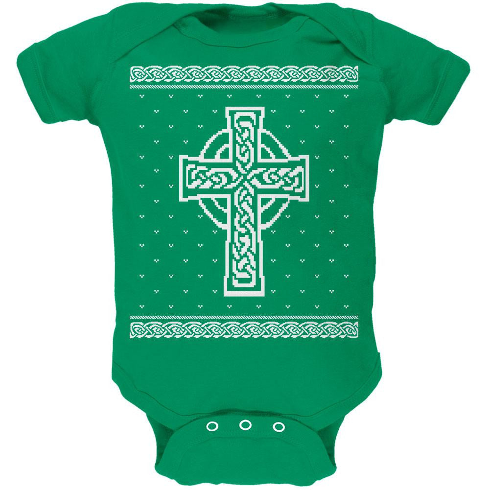 Celtic Cross Irish Ugly Christmas Sweater Soft Baby One Piece