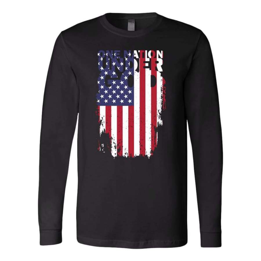 One nation under God and American flag long sleeve shirt