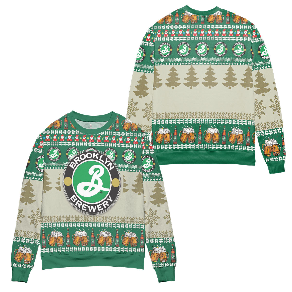 Brooklyn Brewery Beer Santa Pattern Ugly Christmas Sweater – All Over Print 3D Sweater