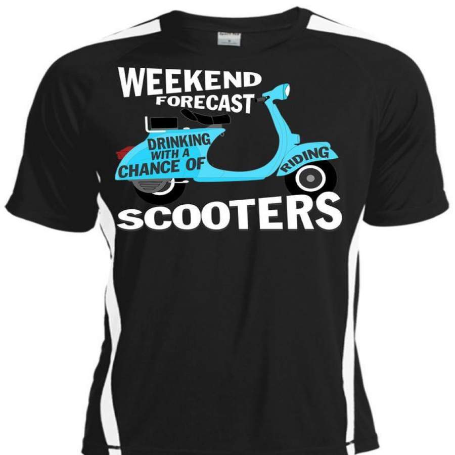 Weekend Forecast Drinking T Shirt, Chance Of Riding Scooters T Shirt, Cool Shirt