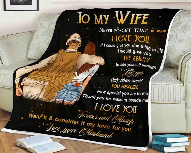 To My Wife, Family Blanket Never Forget That I Love You How Special You Are To Me,Gift For Wife Family Home Decor Bedding Couch Sofa Soft And Comfy Cozy