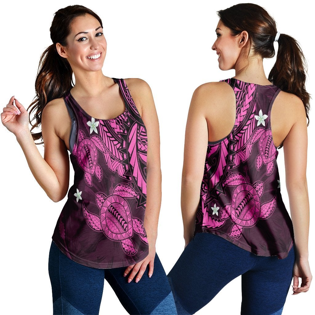 Hawaiian Polynesian Turtle Hibiscus Racerback Tank Pink Ah Ha52967