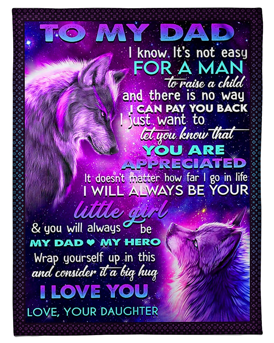 Personalized Fleece Blanket For Dad Print Wolf Family Customized Blanket Gifts For Birthday Fathers Day Thanksgiving