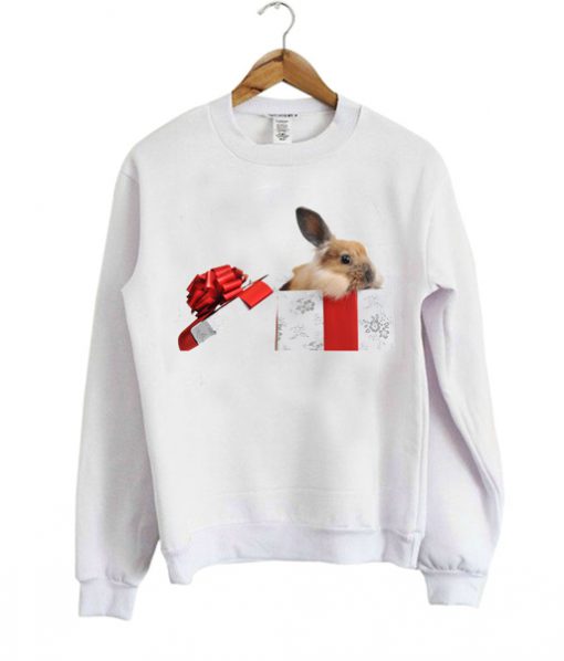 Christmas Rabbit in a Gift sWEATSHIRT