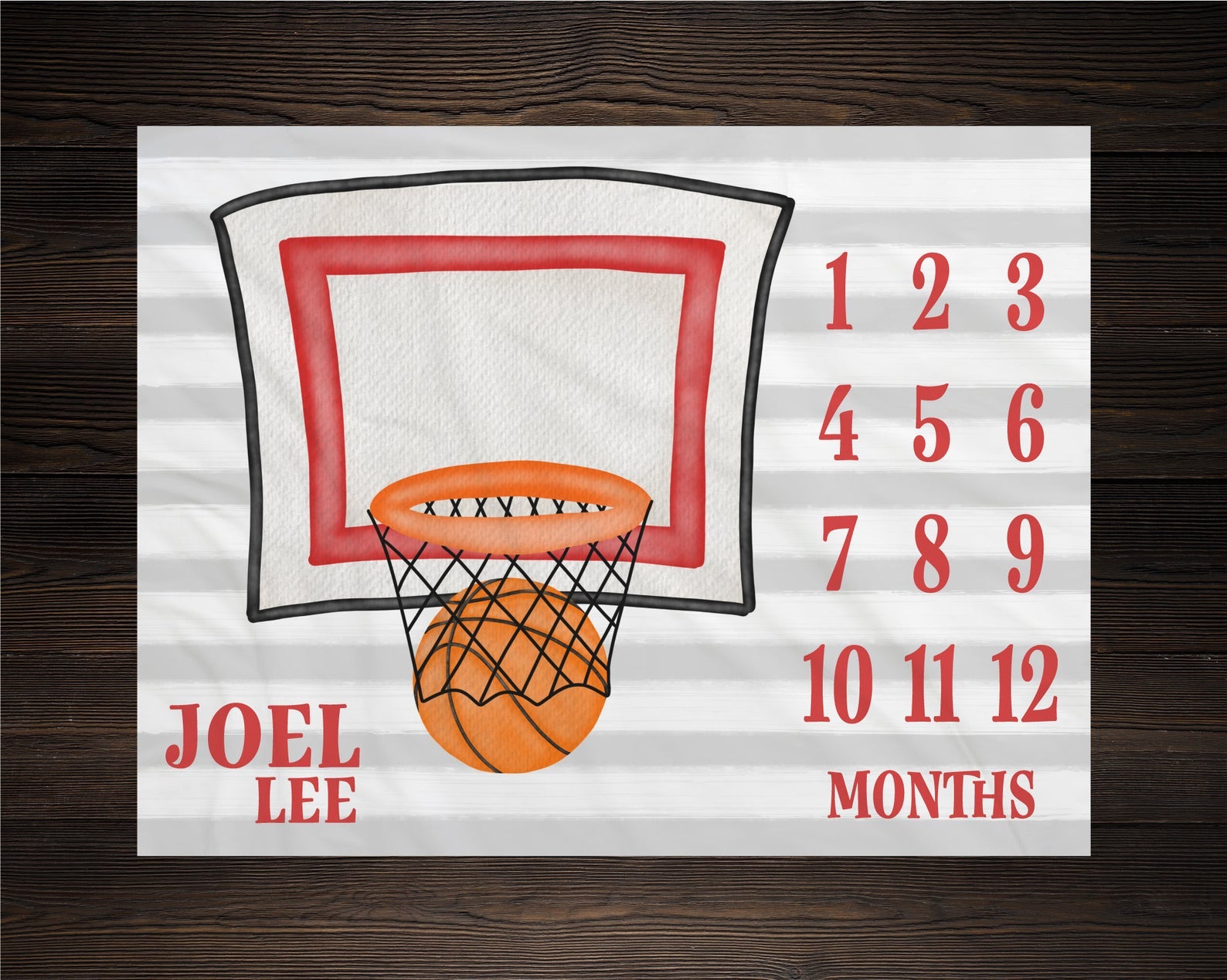 Basketball Milestone Blanket, Monthly Growth Tracker Soft Fleece Blanket, Baby Shower Gift, Newborn Gift Blanket, Watch Me Grow Baby Boy