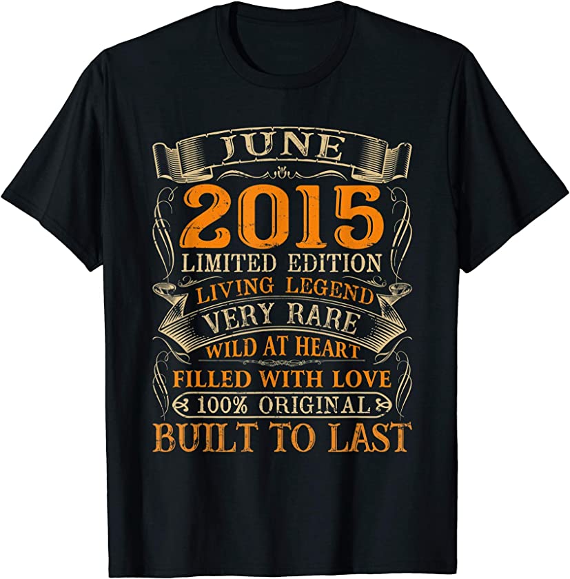 Vintage June 2015 Shirt 6 Years Old 6th Birthday Gifts T-Shirt