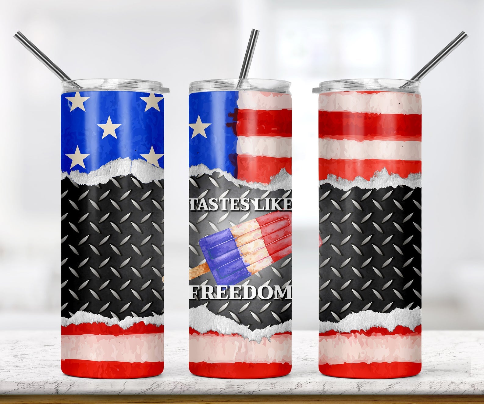 Tastes Like Freedom 4Th Of July Independence Day 20Oz Skinny Tumbler