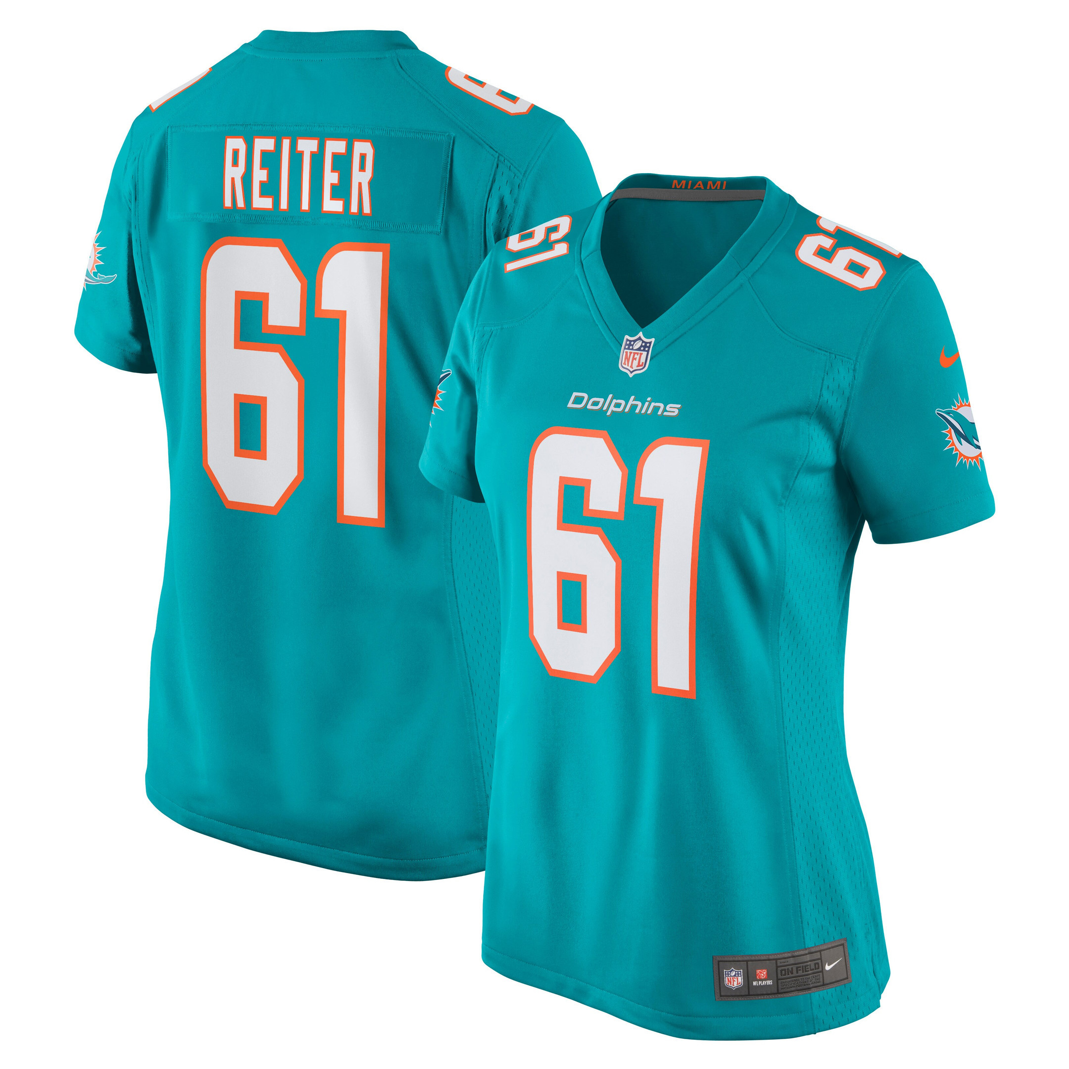 Austin Reiter Miami Dolphins Womens Game Jersey – Aqua NFL