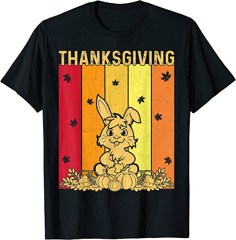 Thanksgiving Retro Bunny Matching Family Pajamas T-Shirt