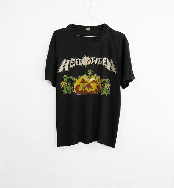 Vintage 90 S Helloween Shirt Rare Heavy Power Speed Metal Retro Hard Rock Band Logo Promo Tour Concert Album Merchandise Black Shirt