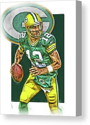 Aaron Rodgers Green Bay Packers Oil Art 2 Joe Hamilton Canvas Print