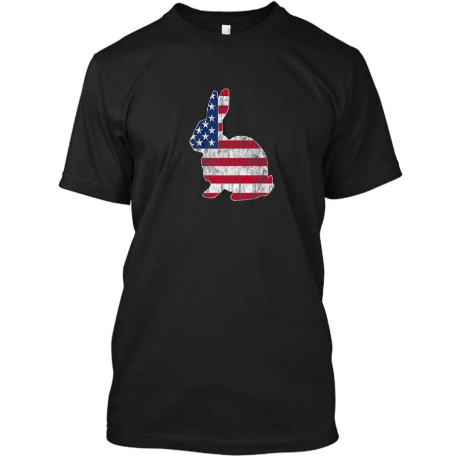 Bunny Rabbit American Flag Easter T-Shirt Custom Ultra Cotton