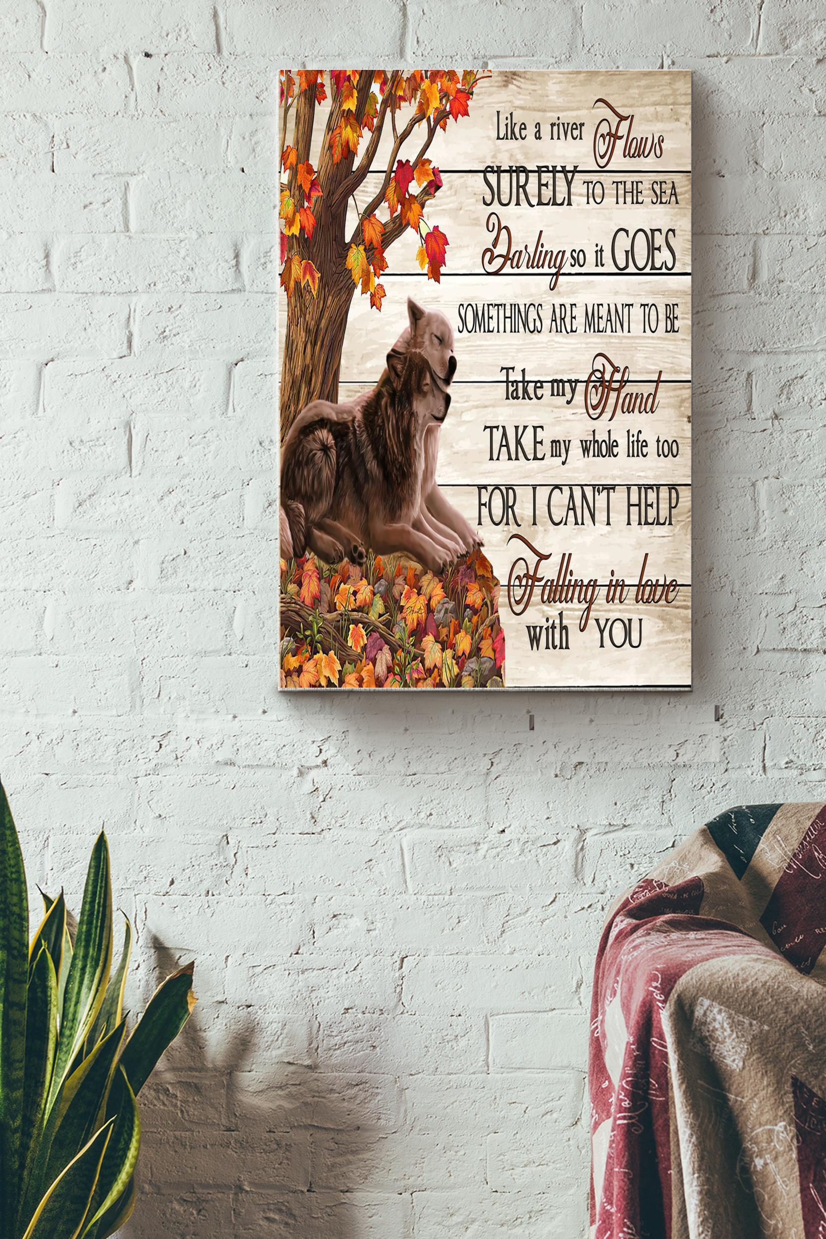 Wolf Cant Help Falling In Love With You Canvas Poster Wall Art Wallpapers Birthday Christmas Housewarming Gift Ready To Hang Home Decor Wrapped Canvas