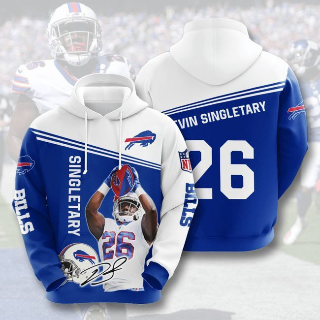 Buffalo Bills 26 Devin Singletary 76 Unisex 3D Hoodie Gift For Fans