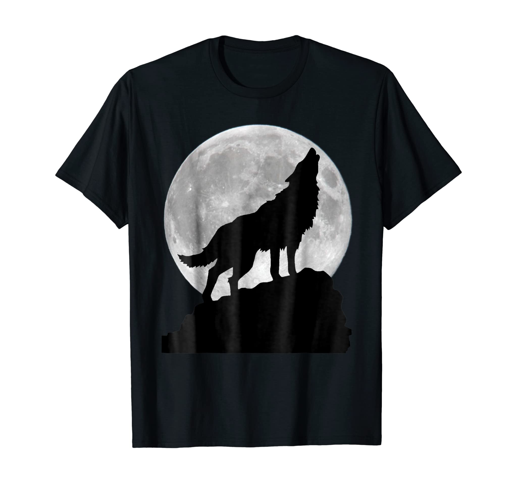 Wolf in moon light T Shirt – Cool full dog pup howling tee