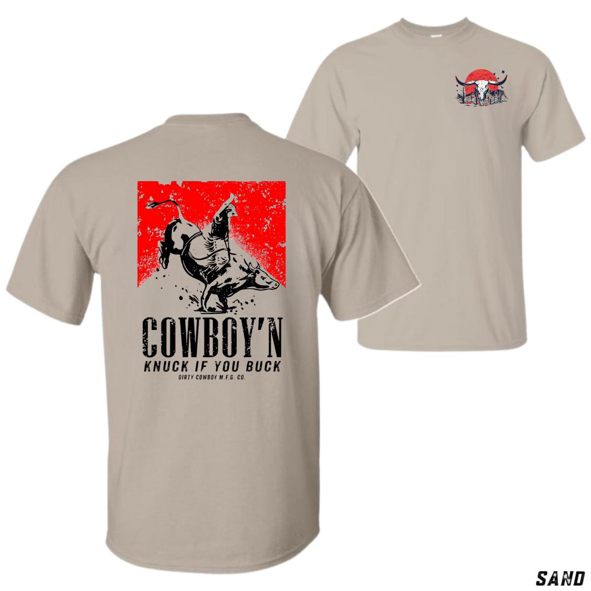 Cowboy’n Knuck If You Buck Rodeo T-Shirt, cowboy tee, southern boy shirt, cow skull, men’s tshirt, strong and individual Tops Menswear