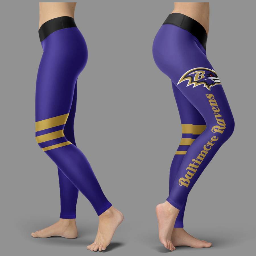 Through Great Logo Spread Body Striped Circle Baltimore Ravens Leggings