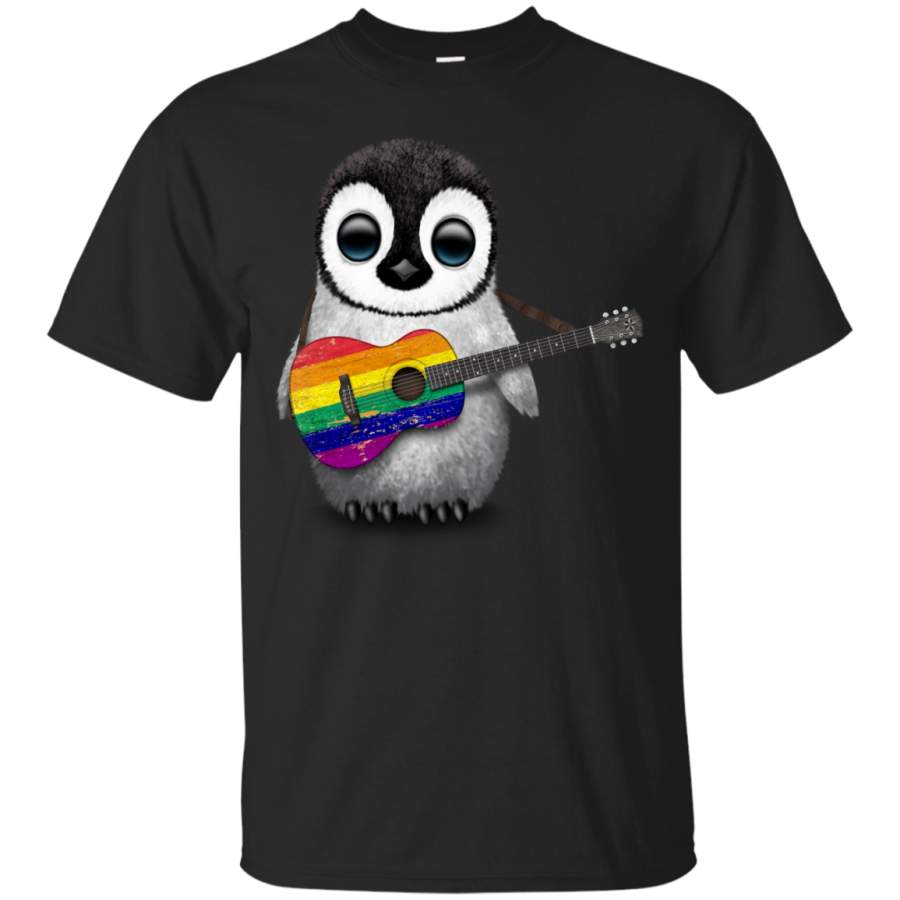 LGBT – Baby Penguin Playing Gay Pride Rainbow Flag Guitar gay pride T Shirt & Hoodie