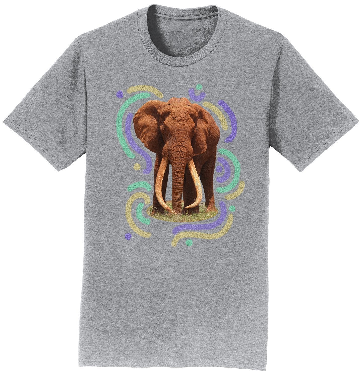 Wiggly Lines Elephant – Adult Unisex T-Shirt