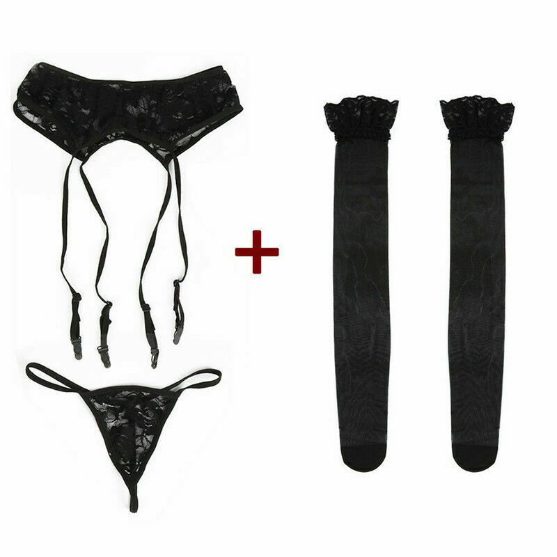 3Pcs/Set Women Sexy Lingerie Babydoll Underwear G-String+Garters Belt +Stockings Lace Ladies Exotic Sets alx