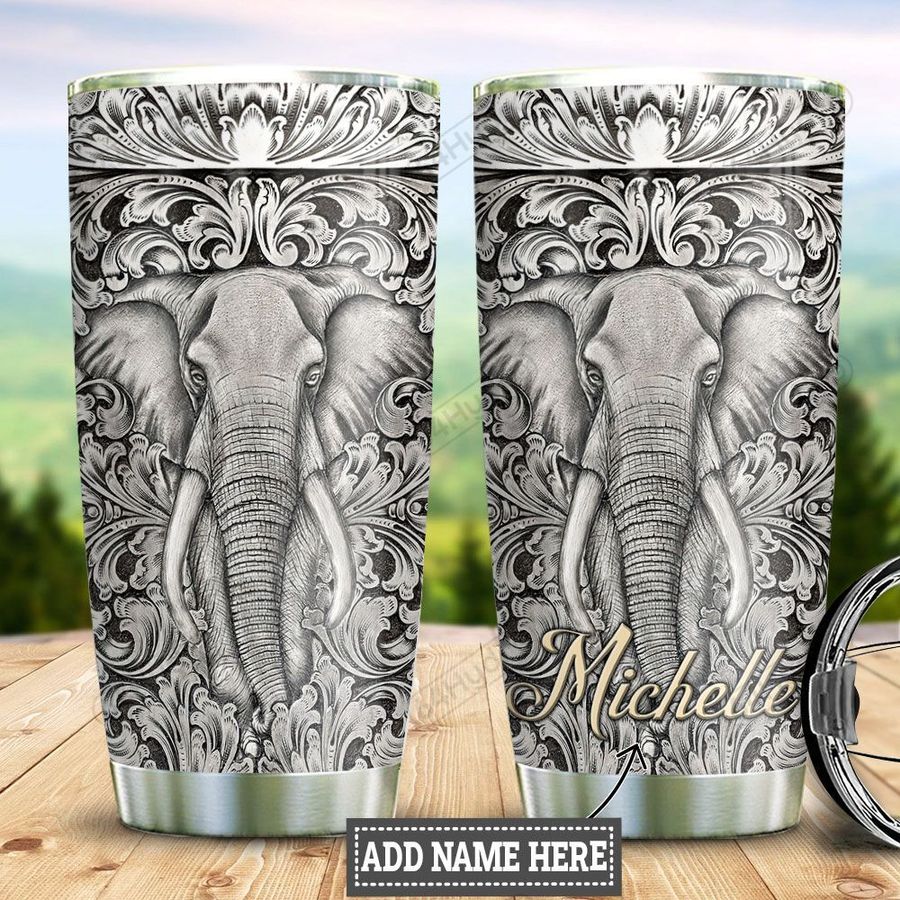 Higozy™ Personalized Elephant Silver Style Stainless Steel Tumbler, great ideal for family and friends- LV991