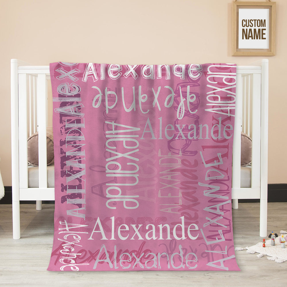 Sleeping Fleece Blanket for Kindergarten Personalized Name Flannel Plush Blanket