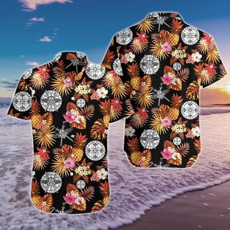 Viking Tropical Aloha Hawaiian Shirt Colorful Short Sleeve Summer Beach Casual Shirt For Men And Women