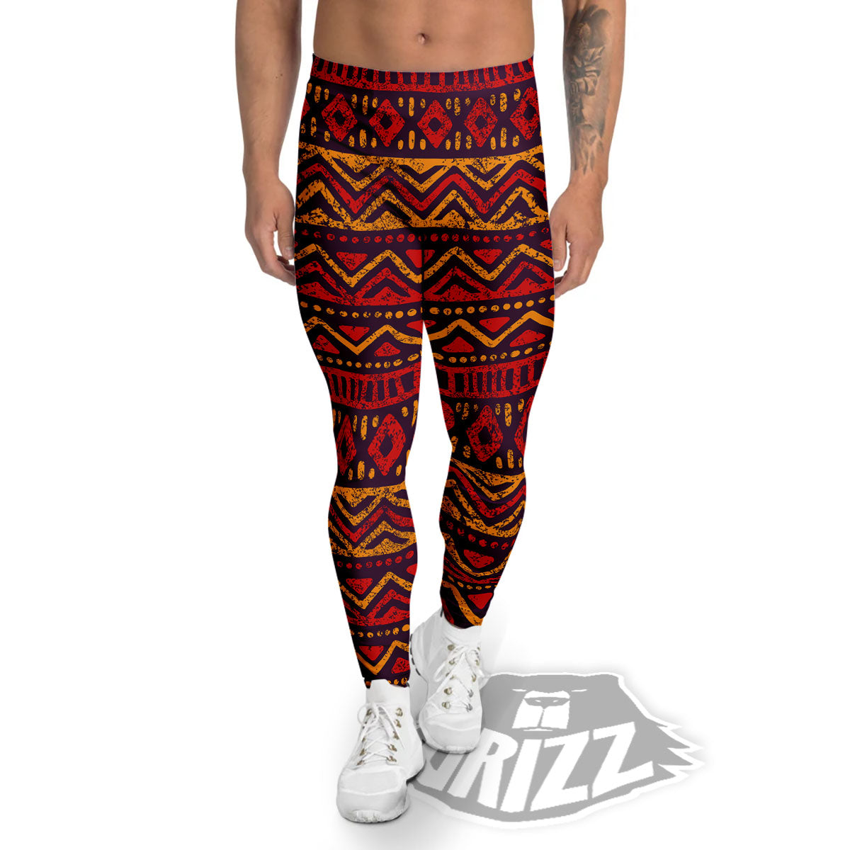 Tribal Red African Print Pattern Men’S Leggings