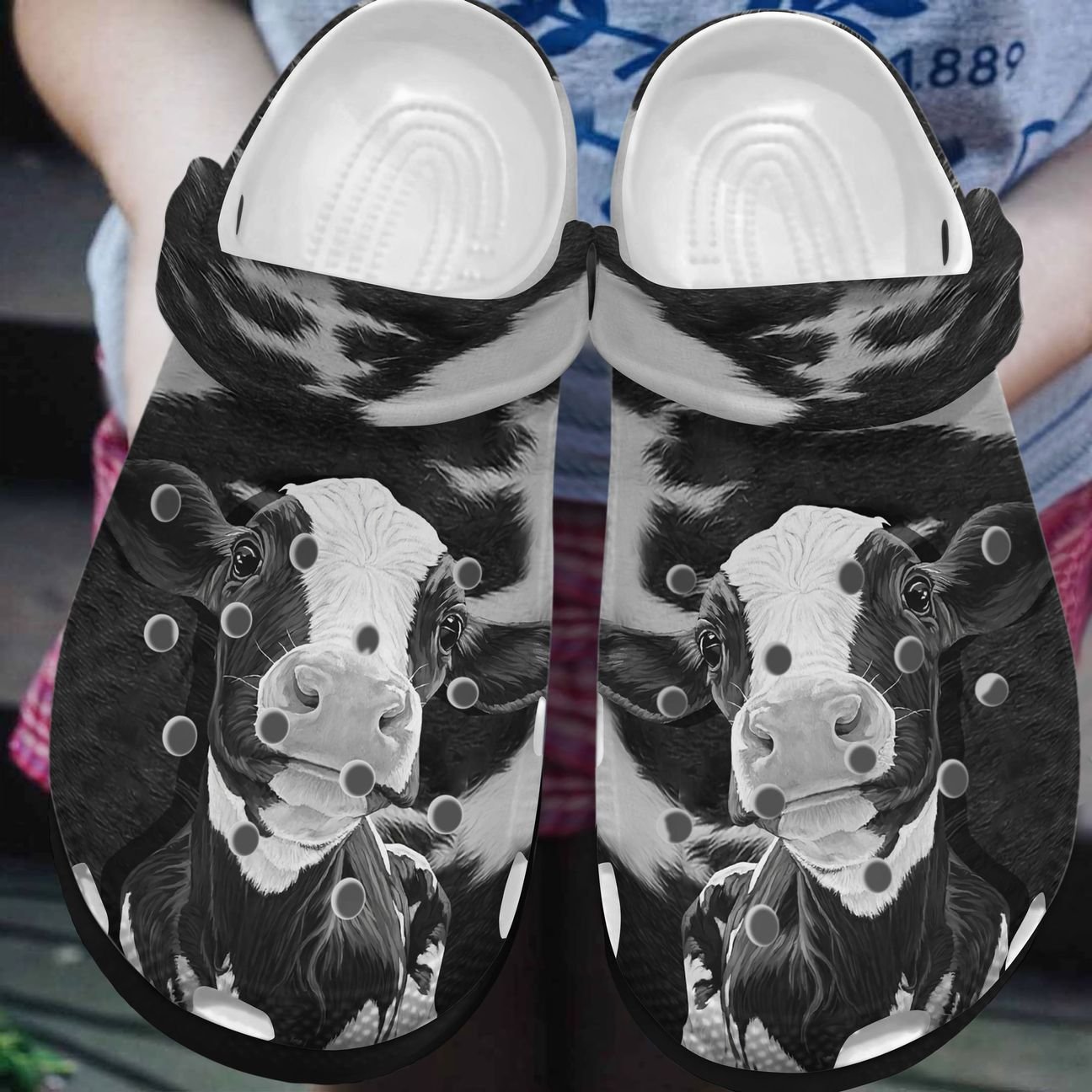 Cow Personalized Clog, Custom Name, Text, Color, Number Fashion Style For Women, Men, Kid, Print 3D Black And White