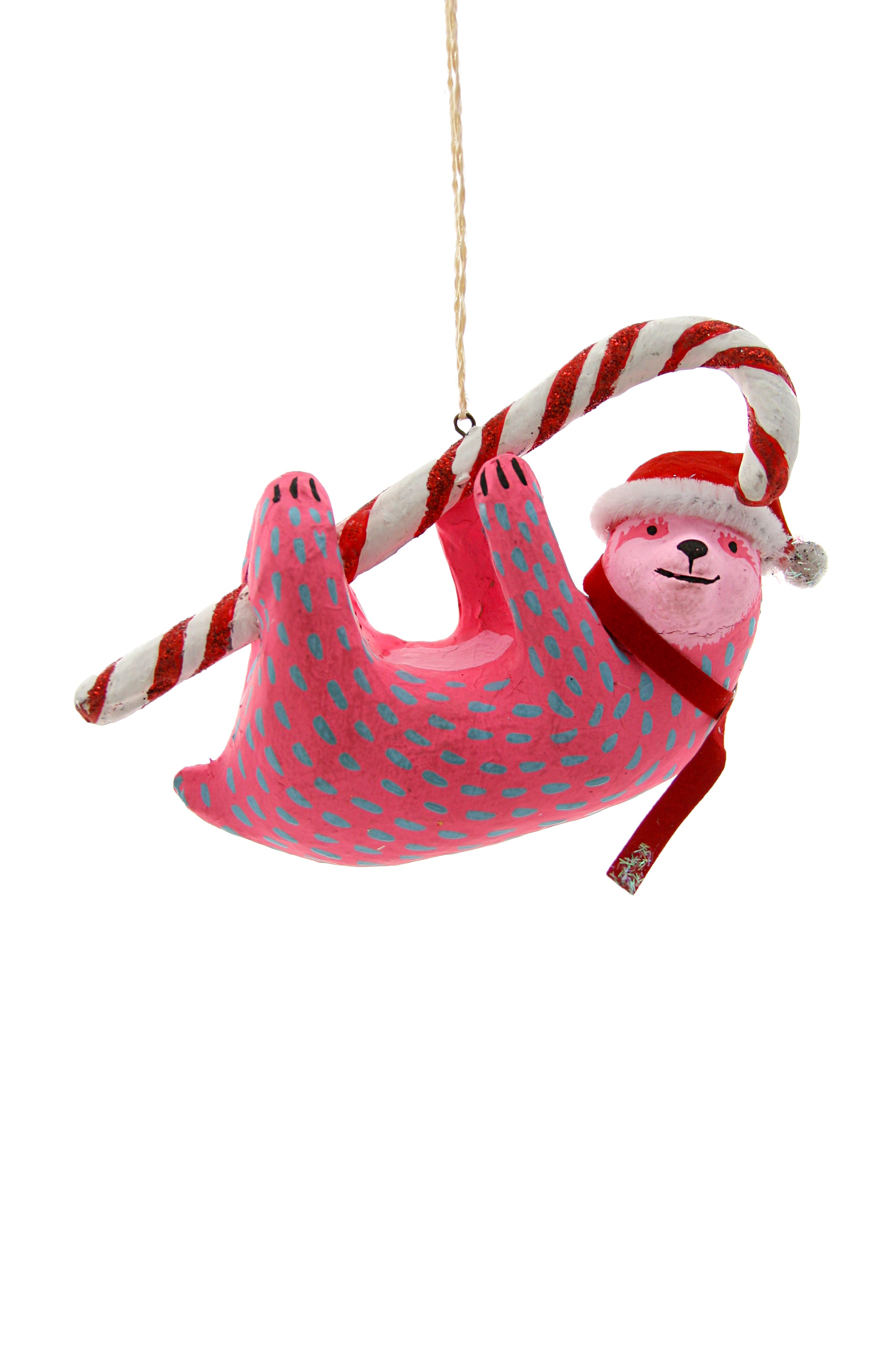 Candy Cane Sloth Holiday Ornament