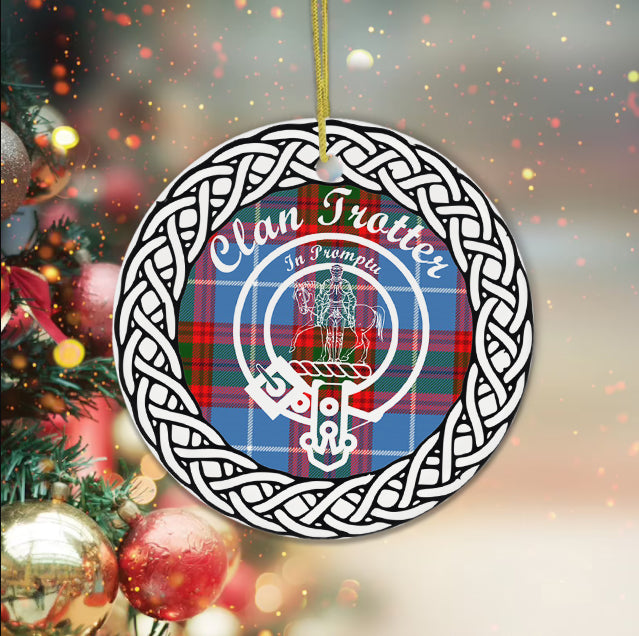 Trotter Clan Tartan Crest Badge Plaid Ornament Gift. Christmas Tree Ornament Tartan Ornament Great Christmas Ornaments Gift