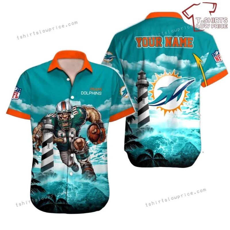 Custom Name Miami Dolphins Hawaiian Shirt Nfl Football Cheap Hawaiian Shirt