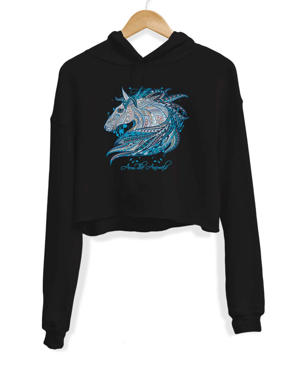 Women’S | Mandala Horse | Crop Hoodie