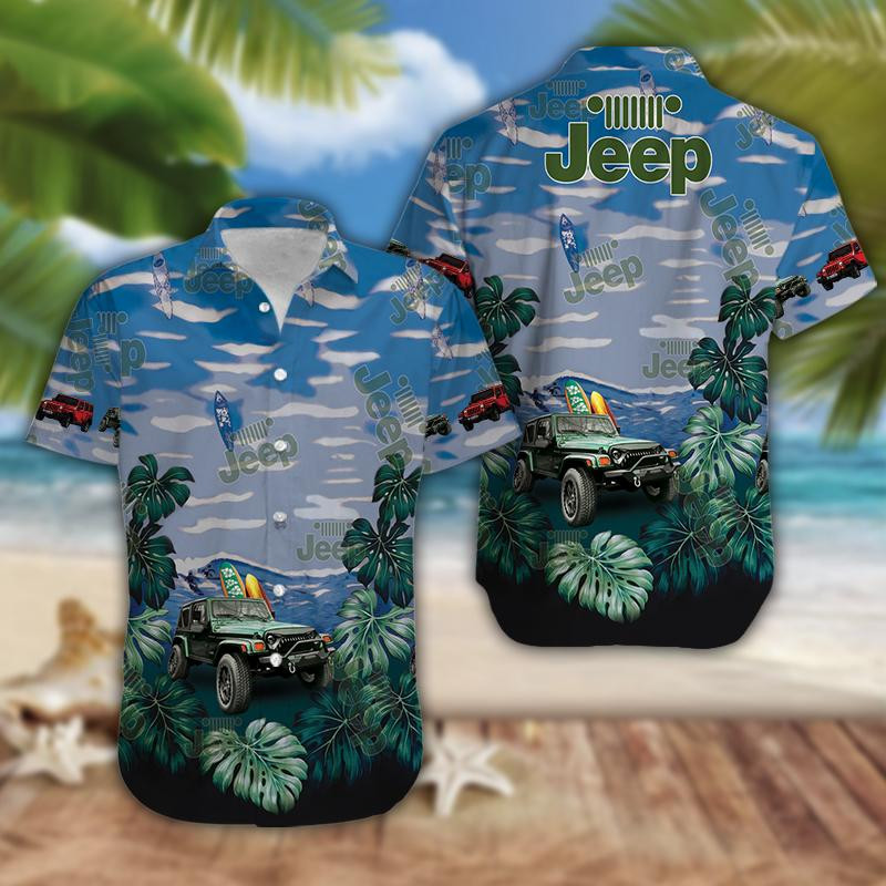 Vintage Jeep Car Tropical Summer Vibe Hawaii Aloha Shirts H Ha56750