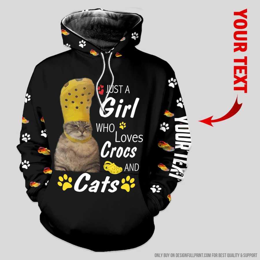 Personalized Just A Girl Who Loves Crocs And Cats Us Unisex Hoodie Ln Cat Lover Gift