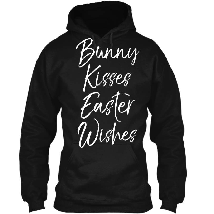 Bunny Kisses Easter Wishes Shirt Fun Cute Easter Shirt Pullover Hoodie 8 oz