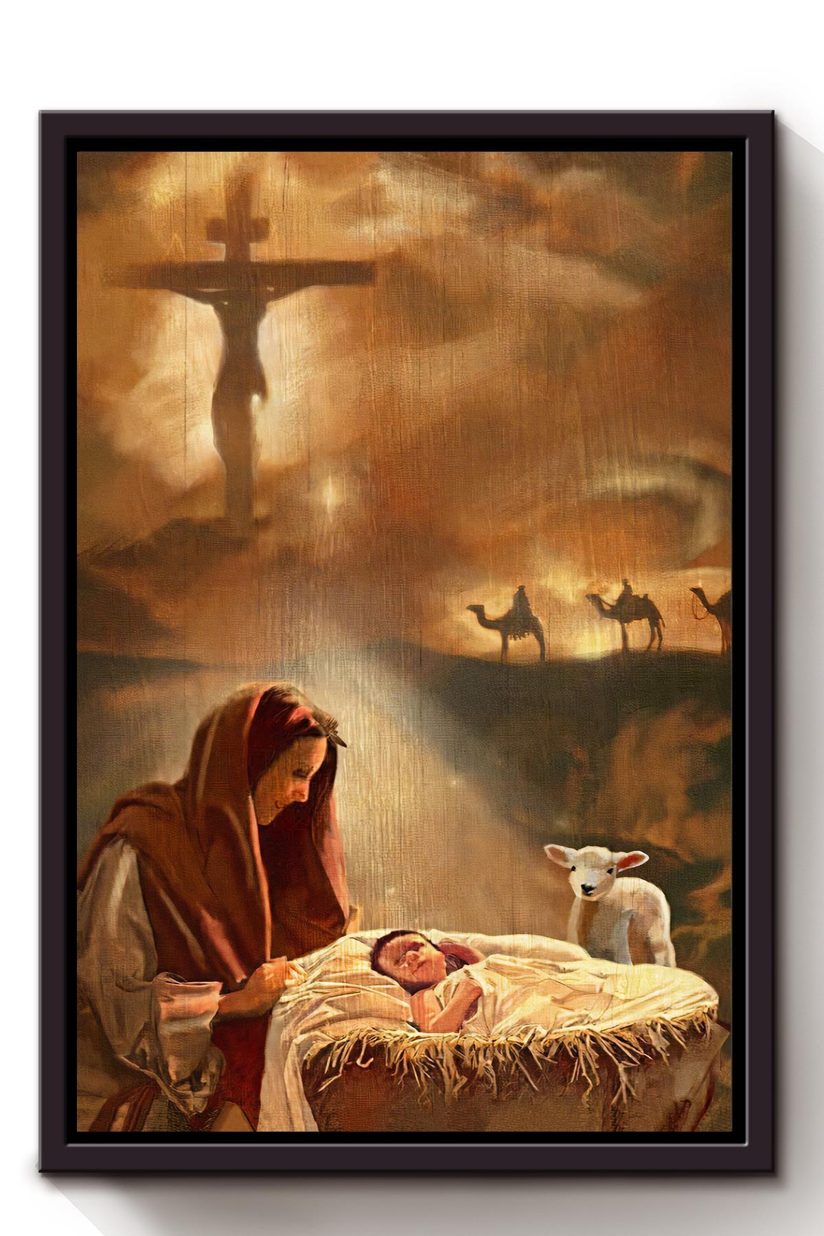 Birth Of A Child Christian Wall Art Gift For Son Of God Christmas Decor Framed Canvas