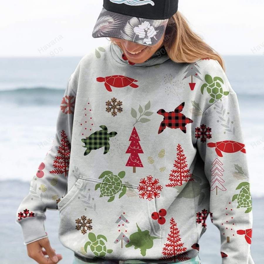 Turtle Christmas Hoodie 3D All Over Print