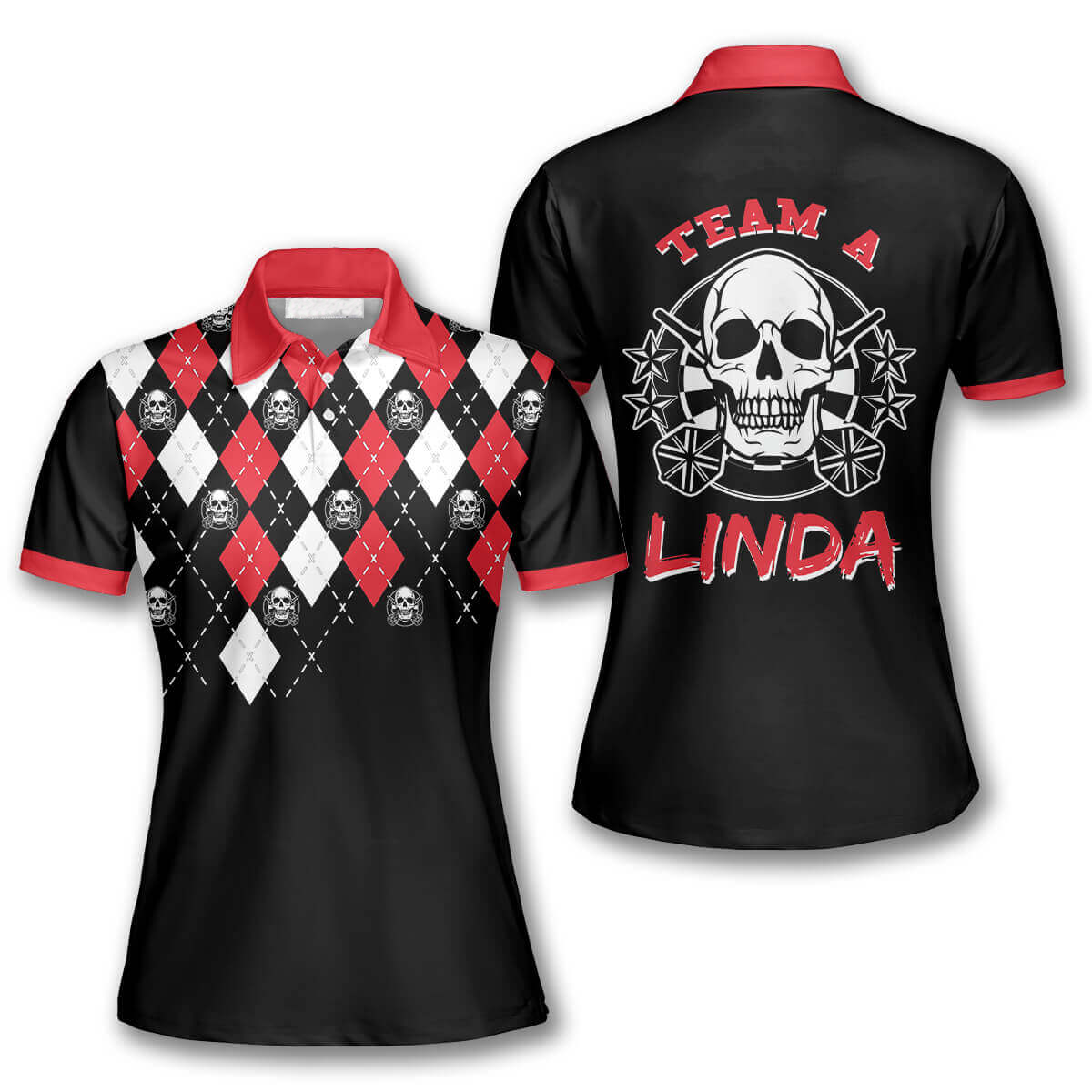 Darts Skull Arrow Argyle Pattern Custom Darts Shirts For Women