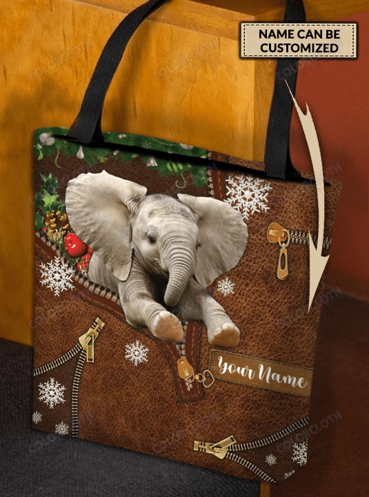 Personalized Christmas Elephant All Over Tote Bag Tv057724