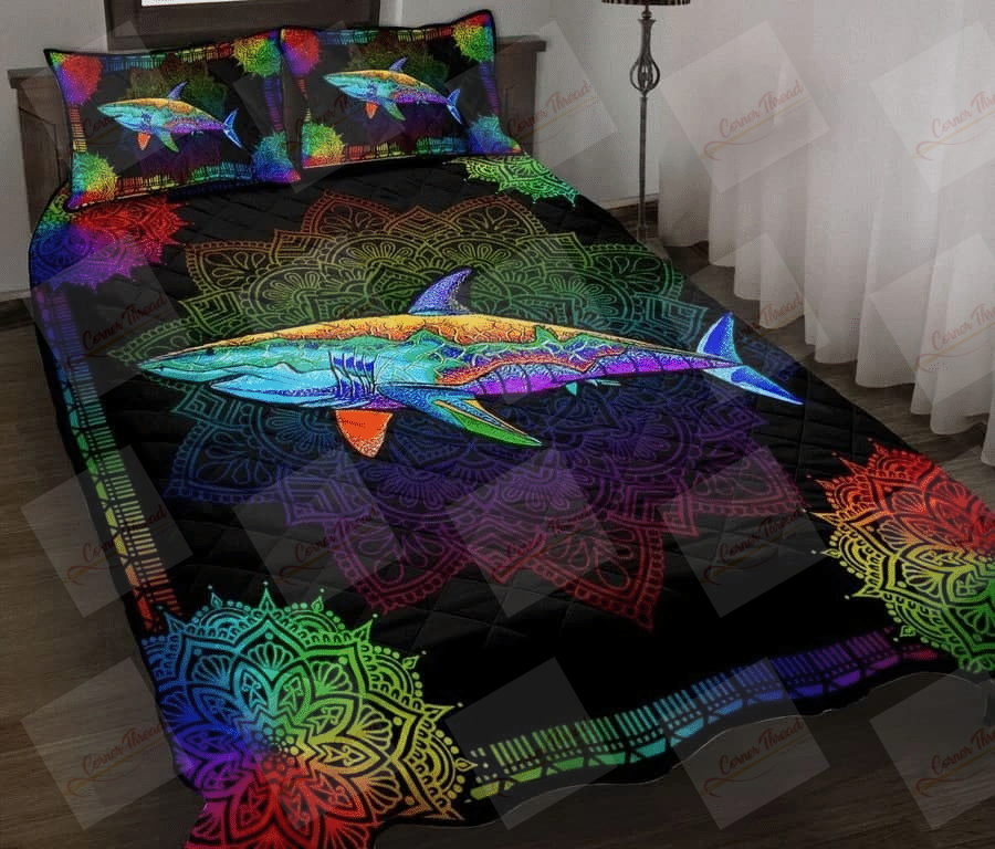 Awesome Shark Mandala Quilt Bed Set