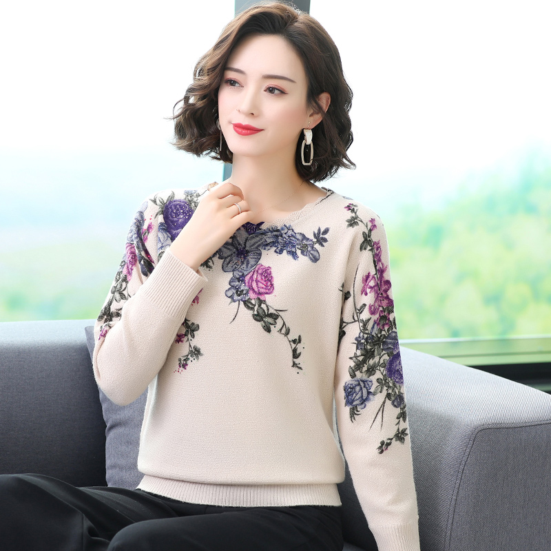 YISU Autumn Witer Fashion Thick Sweater Pullovers Women Casual O-neck Long Sleeve Female Knitted Printed sweater Jumpers Women alx