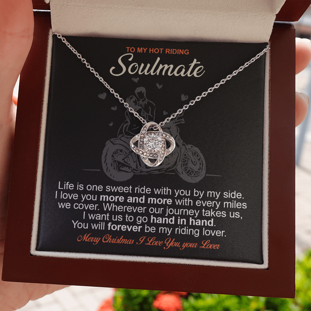To My Harley Davidson Hot Soulmate Love Knot Necklace | Gift For Biker Soulmate | Gift For Biker Girlfriend | Harley Davidson