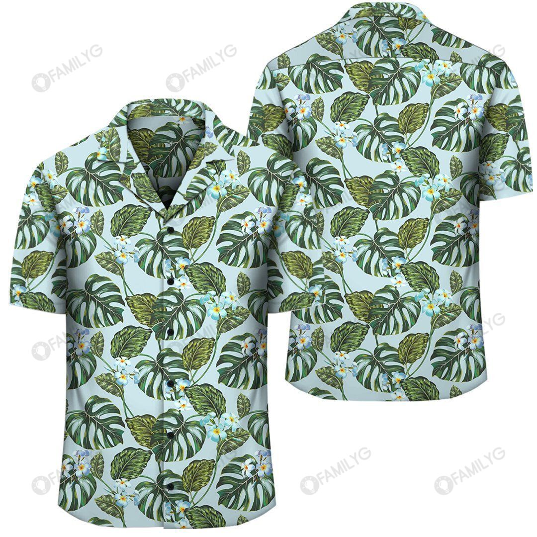 Tropical Flowers Monstera Leaf Hawaiian Shirt Summer Hawaiian For Men, Women, Couple