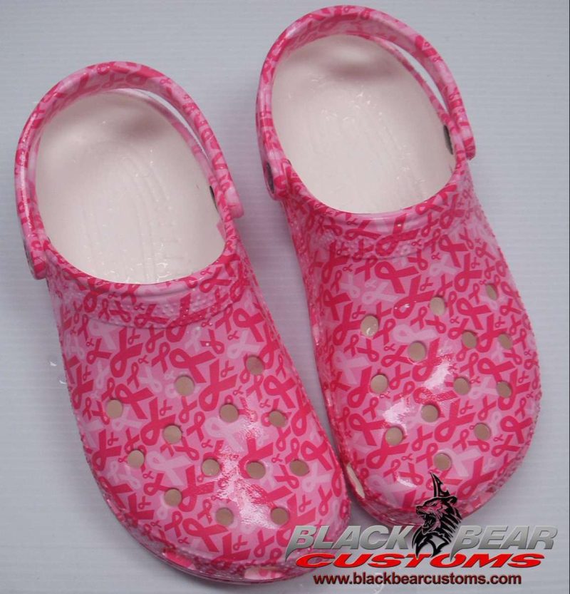 Breast Cancer Awareness Ribbon Pattern Crocband Clog Shoes