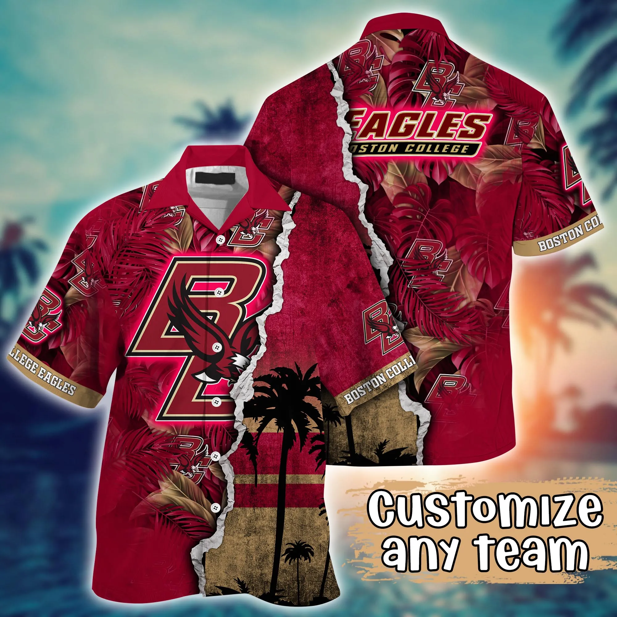 Boston College Eagles NCCA Hawaiian Shirt Custom Sunning Aloha Shirt